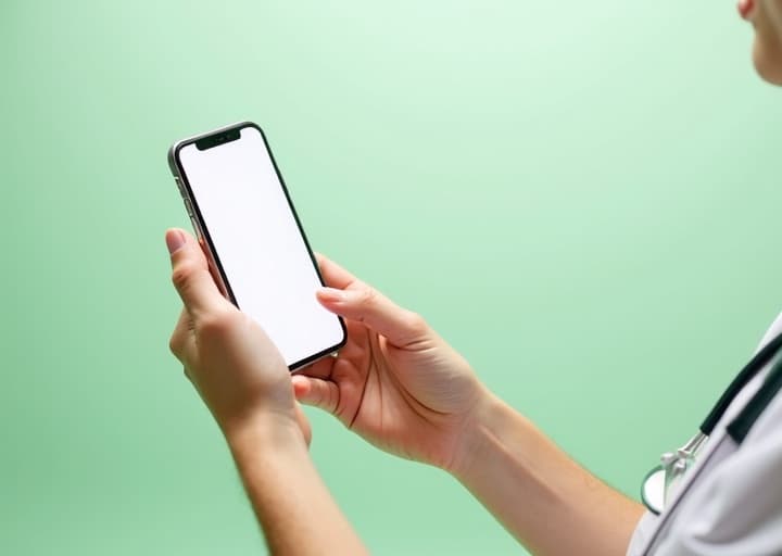 Clinician opening LifeCheck Plus on a smartphone